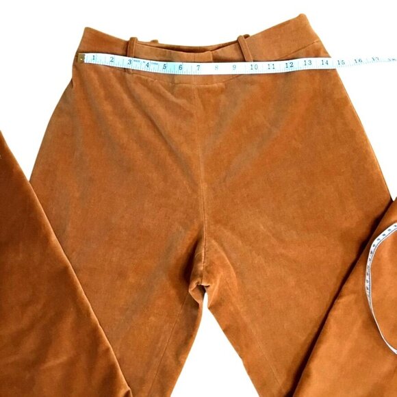 Zenobia Women Rust Burnt Orange High Rise Velvet Fully Lined Luxury Pants Zip  8 - Picture 5 of 12